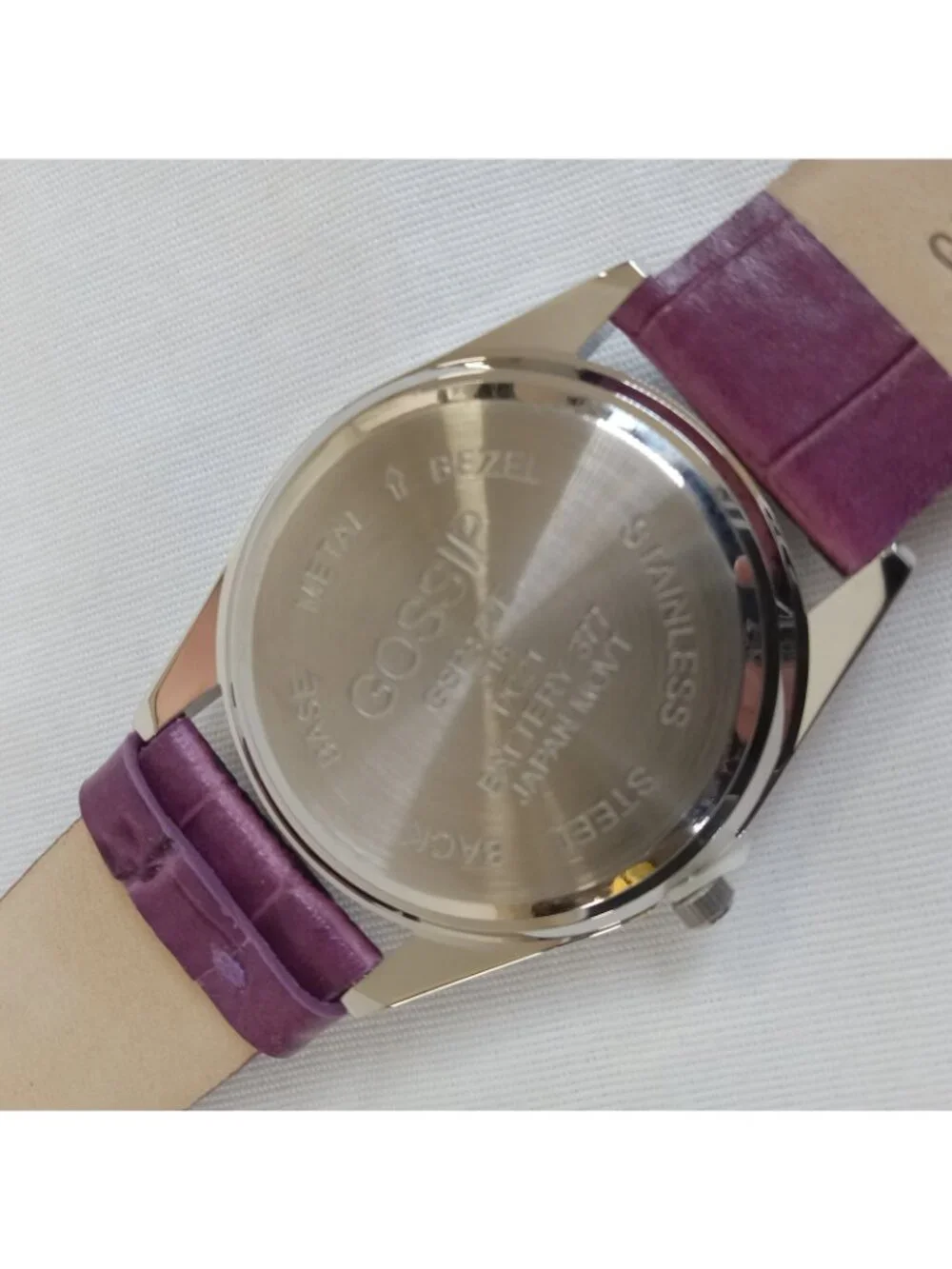 2 Gossip Women's Quartz Wristwatch Green Purple Embossed Leather NEW BATTERIES